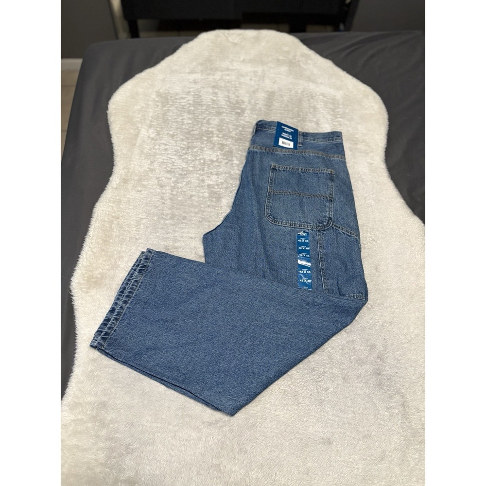 New Rugged Wear Mens Blue‎ Carpenter Denim Jeans Size 42x30 Pants NWT